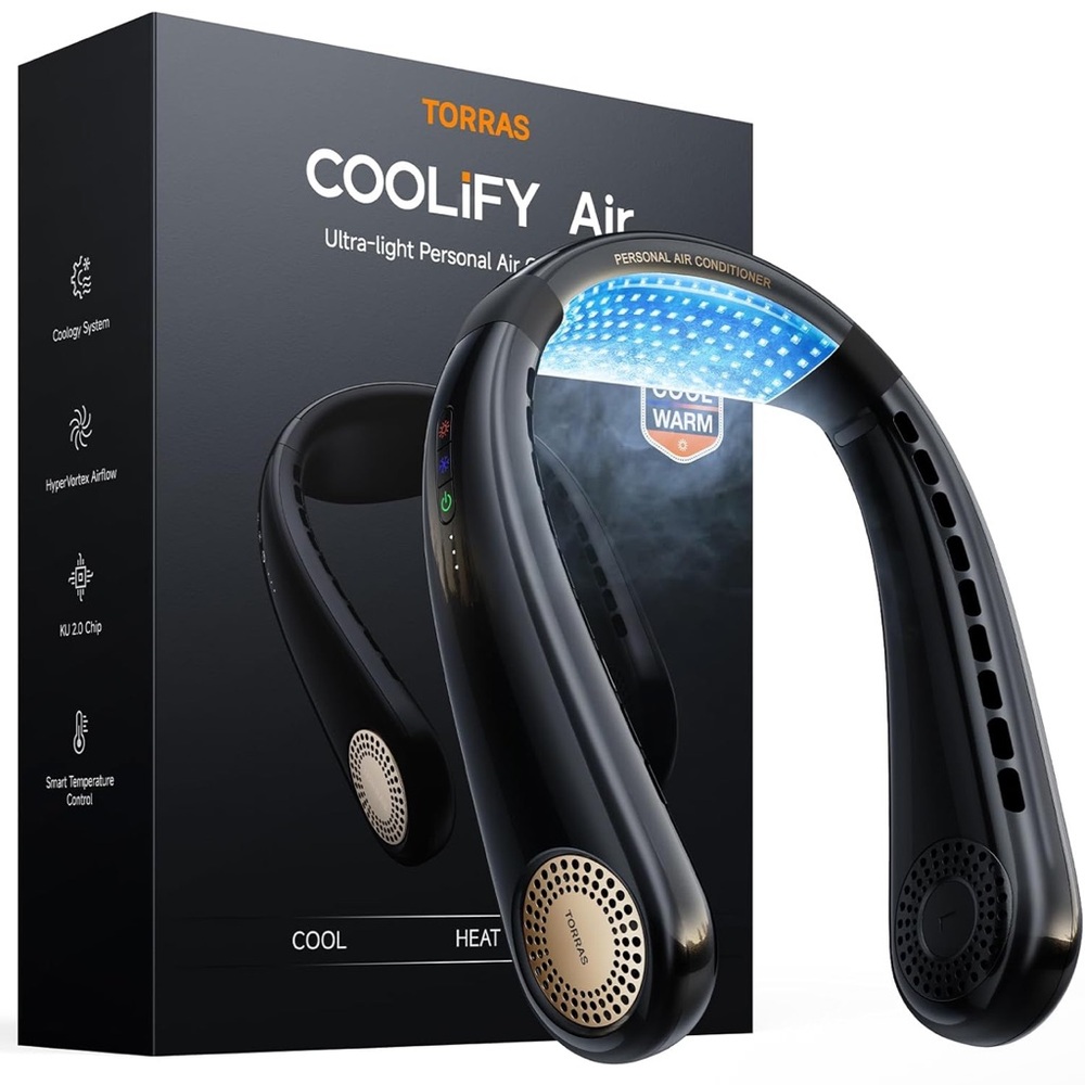 NIB TORRAS COOLiFY Air Upgraded Neck Fan Air Conditioner, Rechargeable MFSP $150
